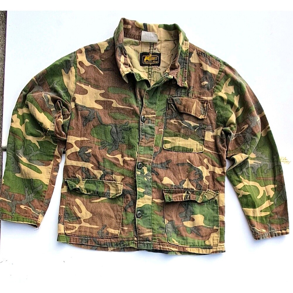 Vintage KMART Military Shirt Men's Medium Camouflage Shacket  80s Camo Army